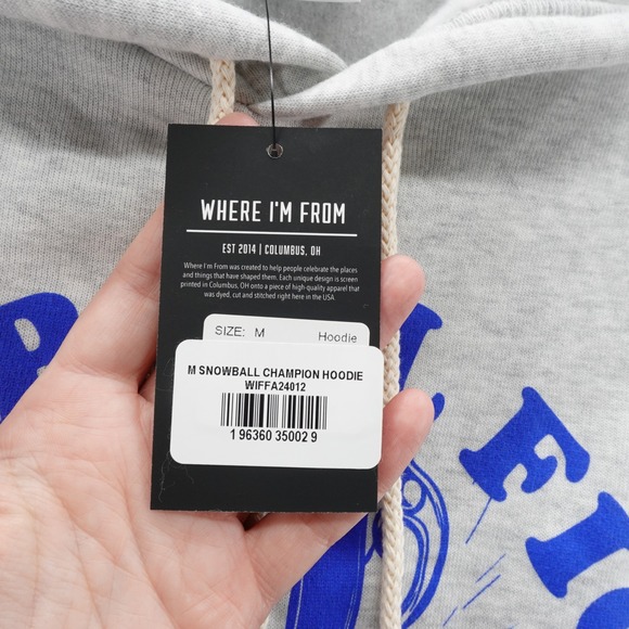 Where Im From Mens Gray Snowball Fight Champion Hoodie Sweatshirt Medium NEW - Picture 7 of 12